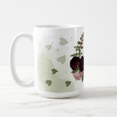 Mug fleurs bordeaux roses feuilles vertes monogramme (Gauche)