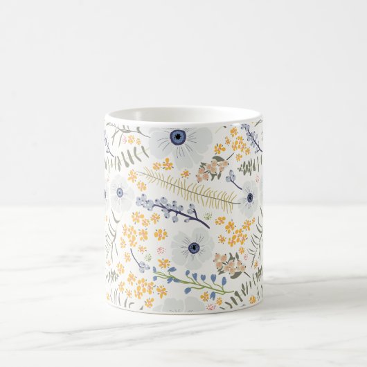Mug Fleurs botaniques bleues douces (Centre)