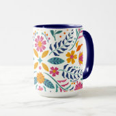 Mug Fleurs botaniques modernes florales lumineuses et  (Devant droit)
