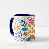 Mug Fleurs botaniques modernes florales lumineuses et  (Devant gauche)