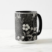 Mug Fleurs botaniques noires et blanches (Devant droit)