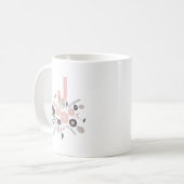 Mug Fleurs botaniques Pintes noires Monogramme floral (Devant gauche)