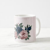Mug fleurs botaniques rose et marine (Devant droit)