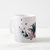 Mug fleurs botaniques rose et marine (Devant gauche)