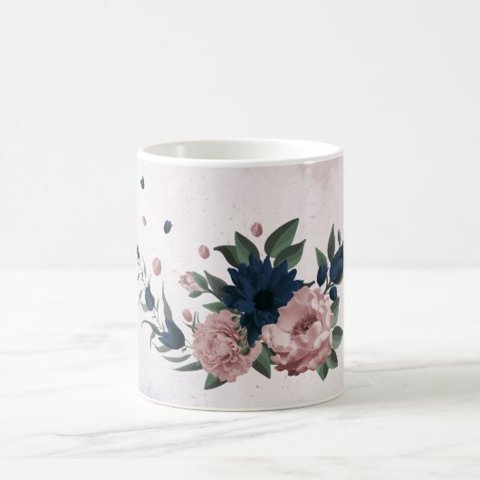 Mug fleurs botaniques rose et marine (Centre)
