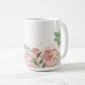 Mug fleurs botaniques rose saumon verdure (Devant droit)