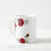 Mug Fleurs botaniques rouges et blanches verdure (Devant gauche)