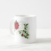 Mug Fleurs botaniques rouges et blanches verdure (Devant gauche)