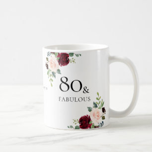 Mug Fleurs Bourgogne rousse Fleurs Femme 80e anniversa
