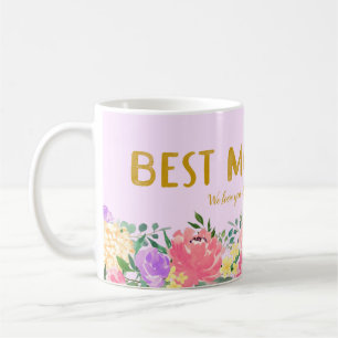 Mug Fleurs Brillantes Personnalisées Meilleure Maman F