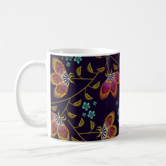 Mug Fleurs brodées : mode sans couture motif (Gauche)