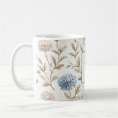 Mug Fleurs Brunes Bleues Crème Monogramme Initial Nom (Gauche)