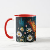 Mug Fleurs chamomiles de papillon d'insecte orange vif (Gauche)