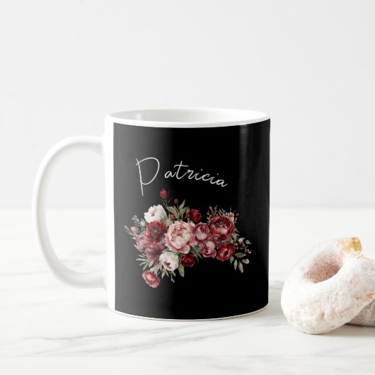 Mug Fleurs Chic Bourgogne (Avec donut)