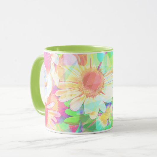 Mug Fleurs Colorées Brillantes et Joyeuses (Devant gauche)