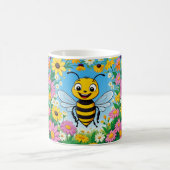Mug Fleurs colorées d'abeille de dessin (Centre)
