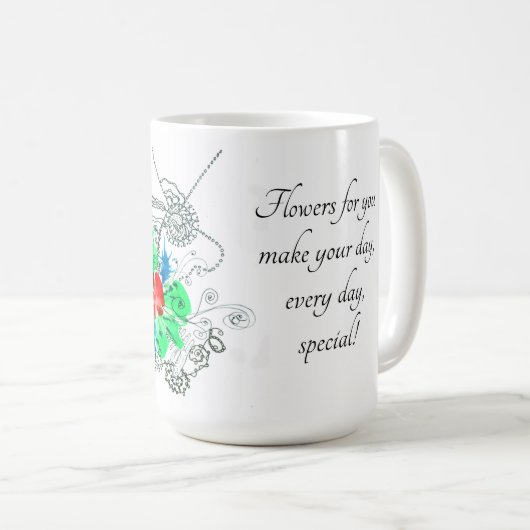 Mug Fleurs colorées d'art personnalisables (Devant droit)