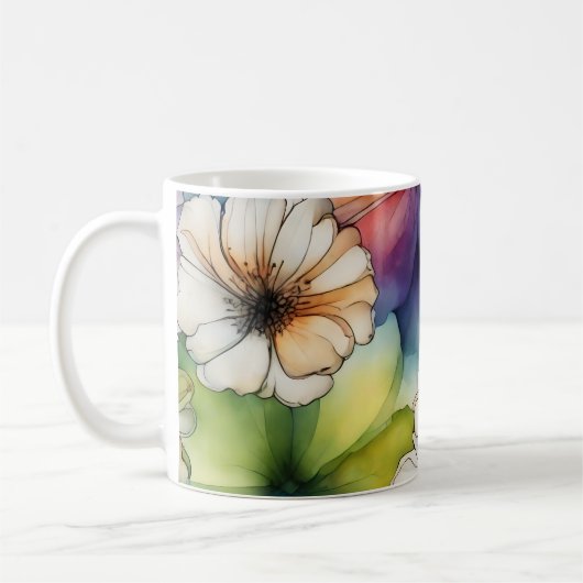 Mug Fleurs colorées en Aquarelle (Gauche)