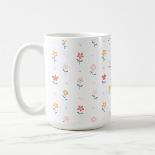 Mug Fleurs colorées et Motif papillon (Gauche)