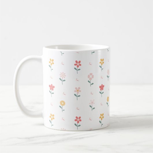 Mug Fleurs colorées et Motif papillon (Gauche)