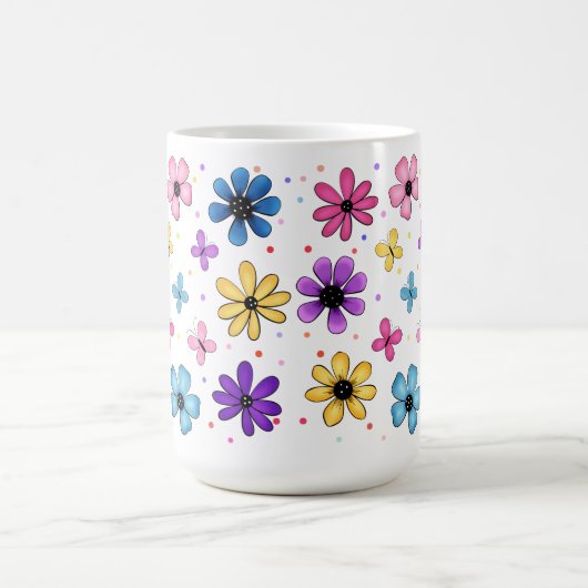Mug Fleurs colorées et papillons (Centre)