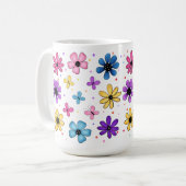Mug Fleurs colorées et papillons (Devant gauche)