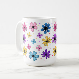 Mug Fleurs colorées et papillons
