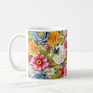 Mug Fleurs colorées et papillons
