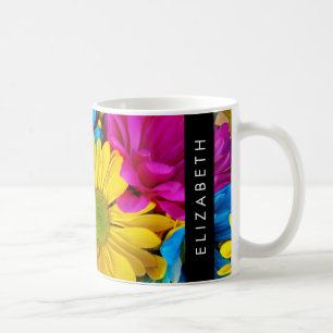 Mug Fleurs colorées, Faisées, Boho, Votre Nom
