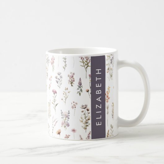 Mug Fleurs colorées, Fleurs sauvages, Verdure, Votre N (Droite)