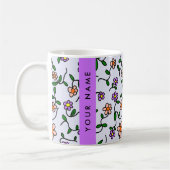 Mug Fleurs Colorées, Fond Bleu, Violet (Gauche)