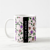 Mug Fleurs Colorées, Fond Rose, Noir (Gauche)