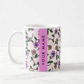 Mug Fleurs Colorées, Fond Rose, Rose (Gauche)
