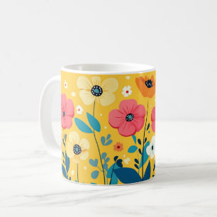 Mug Fleurs Colorées, Lumineux Vibrant Folklorique joli