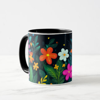 Mug Fleurs Colorées, Lumineux Vibrant Folklorique joli