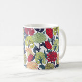 Mug Fleurs colorées : motif blanc transparent. (Devant droit)