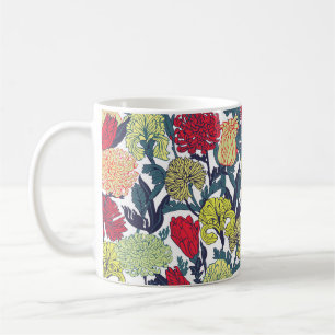 Mug Fleurs colorées : motif blanc transparent.