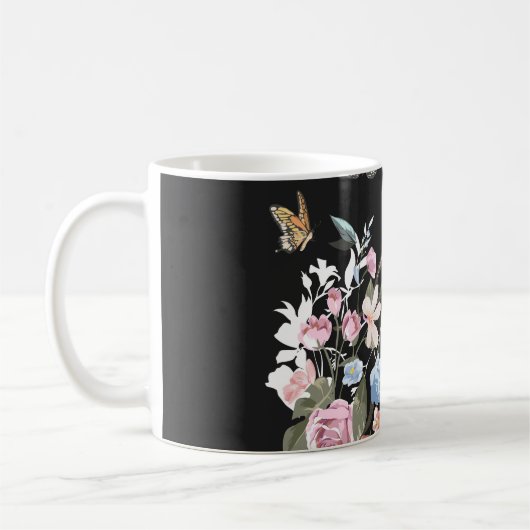 Mug Fleurs colorées, papillons, illustration des poumo (Gauche)