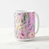 Mug Fleurs colorées rose jaune (Devant droit)