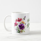 Mug Fleurs colorées Salutations d'anniversaire (Gauche)