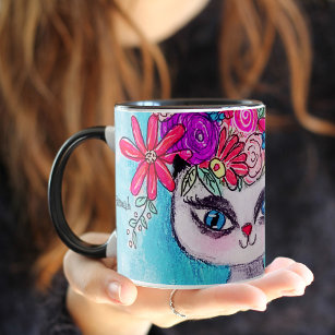 Mug Fleurs colorées Siamese Chat mignonne Illustration