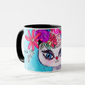 Mug Fleurs colorées Siamese Chat mignonne Illustration (Devant gauche)