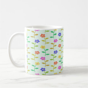 Mug Fleurs colorées sur vert pâle