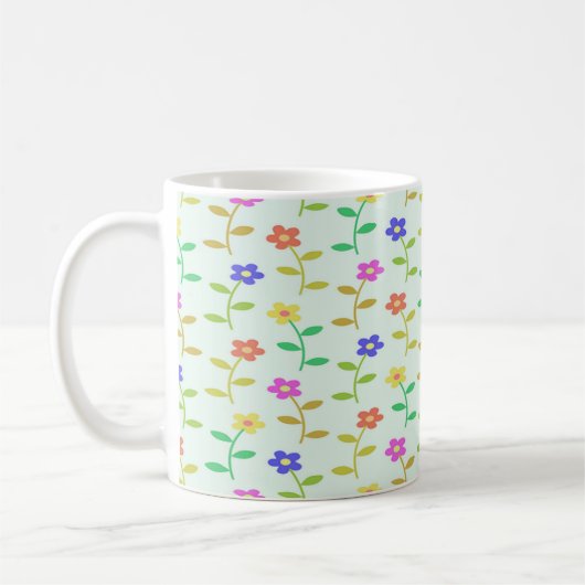 Mug Fleurs colorées sur vert pâle (Gauche)