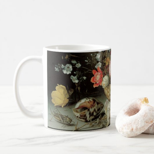 Mug Fleurs, coquilles et insectes Balthasar van der As (Avec donut)