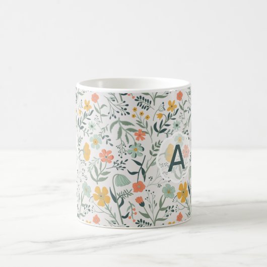 Mug Fleurs Corail Mustard Monogramme Vivid (Centre)