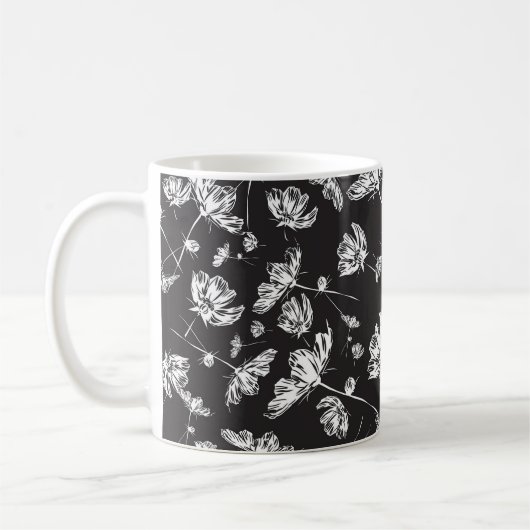 Mug Fleurs cosmos blanches : motif isolé. (Gauche)