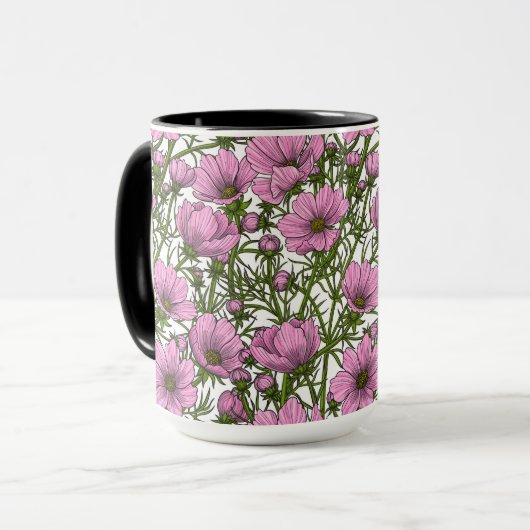Mug Fleurs Cosmos roses (Devant gauche)