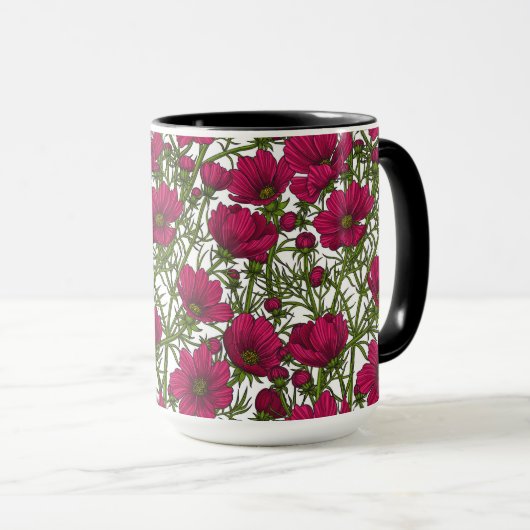 Mug Fleurs Cosmos roses (Devant droit)