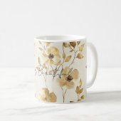 Mug Fleurs Crème Doré (Devant droit)